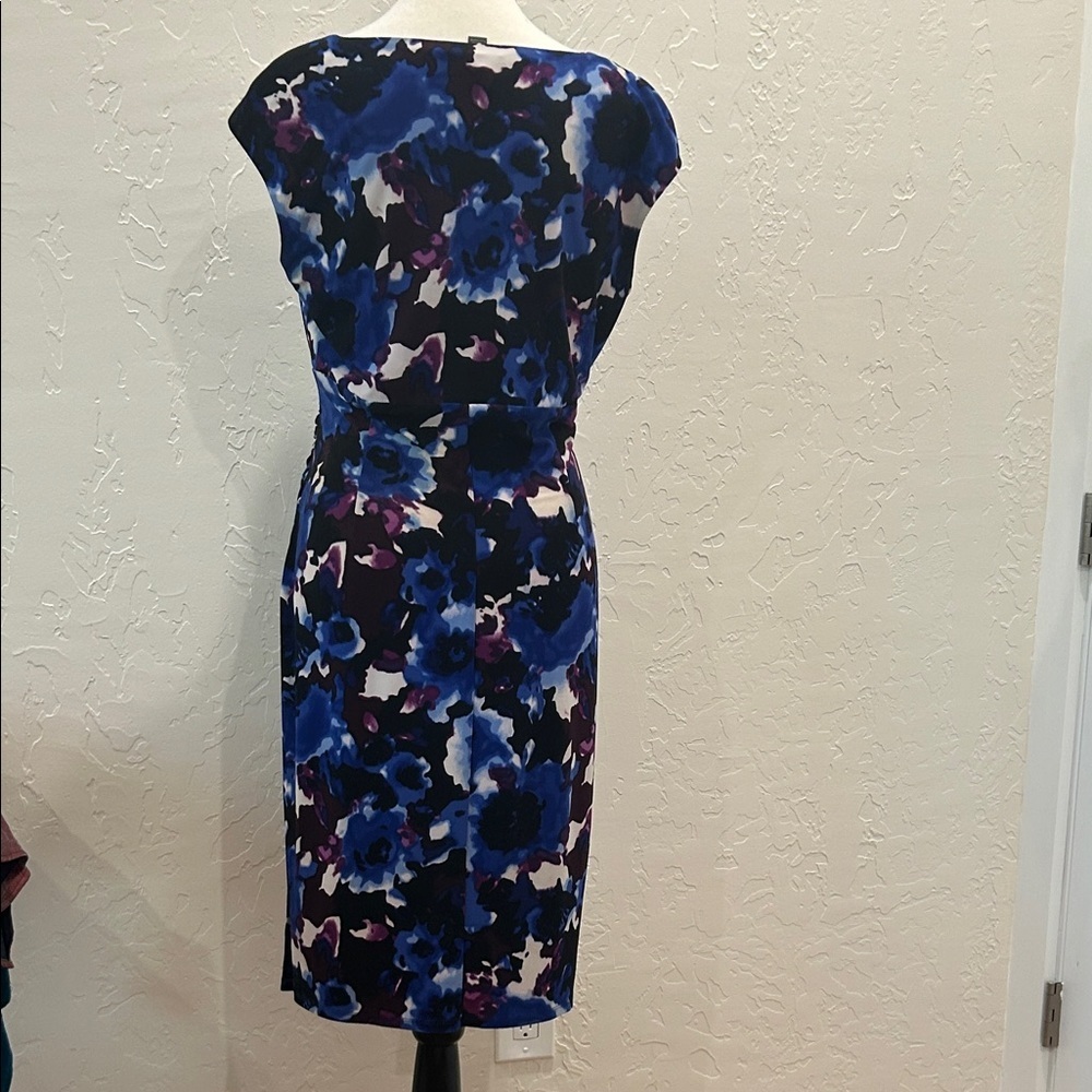 Ralph Lauren Blue and Purple Floral Midi Dress   JT